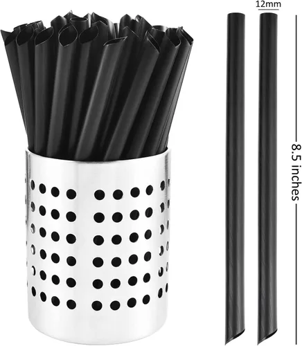 Vista 2 de ALINK 100 pajitas Boba de plástico negro, 0.472 in extra anchas desechables para té de burbujas, perlas popping – 8.5 pulgadas