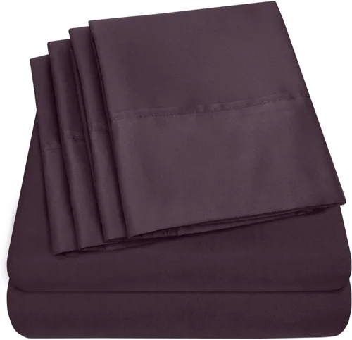 Vista 26 de Juego de sábanas de 4 piezas para camas individuales de 1500 hilos de microfibra de cepillado fino con bolsillo profundo - 1 funda de almohada