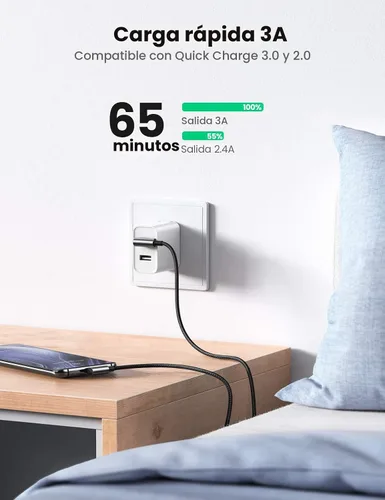 Vista 3 de UGREEN Cable USB a USB C de 90 grados, cable de carga rápida USB C compatible con iPhone 17/16/16 Plus/16 Pro/16 Pro Max/15/Samsung Galaxy
