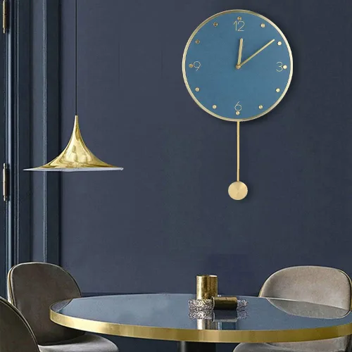 Vista 4 de Reloj de pared de péndulo moderno, reloj de pared grande para sala de estar, funciona con pilas, reloj de pared de péndulo silencioso para el hogar