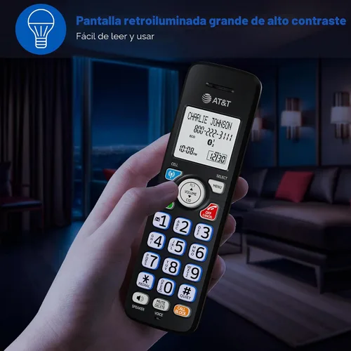 Vista 6 de AT&T Teléfono inalámbrico DECT 6.0 - Bloqueador de llamadas inteligente, Bluetooth conecta a la celda, anuncio de identificación de llamadas