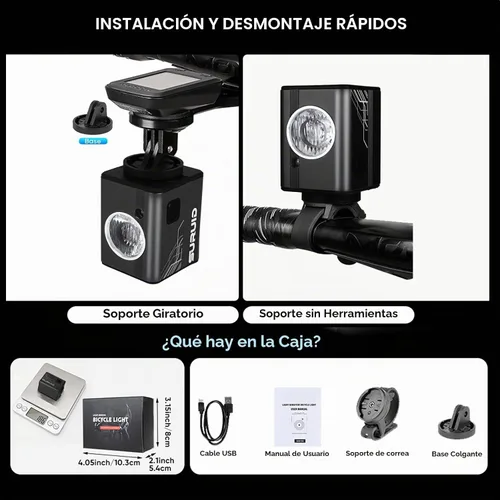 Vista 2 de Suruid Super Bright Bike Lights, Durable Aluminum, IPX6 Waterproof