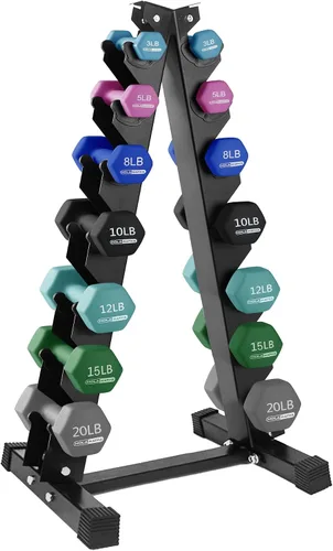 Vista 28 de HolaHatha 1, 2 and 3 lb Neoprene Dumbbell Strength Training Weight Set with Rack