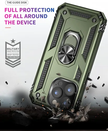 Vista 5 de ADDIT i Phone 14 Pro - Funda para iPhone 14 Pro, con anillo de soporte, soporte ajustable, grado militar, protección resistente, a prueba de golpes