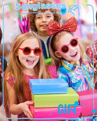 Vista 6 de Flutesan 24 pares de lentes de sol redondos para niños, lindos lentes de sol circulares retro para niños y niñas, niños pequeños al aire libre UV