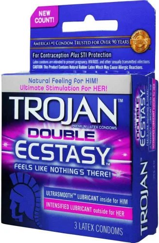 Vista 2 de Trojan Condones masculinos de doble éxtasis, 3 unidades (paquete de 6)