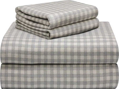 Vista 11 de Pointehaven - Juego de sábanas de franela de algodón 100% suave con estampado, 180 g/m², tamaño individual, diseño de Derby - Cálido y acogedor