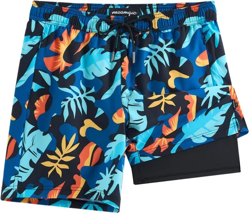 Vista 29 de maamgic Traje de Baño para Hombre 2 en 1, Pantalones Cortos de Natación de 17.8 cm para Hombre, Trajes de Baño, Pantalones Cortos de Tabla