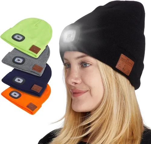Vista 7 de BLACK DECK Gorro unisex LED Bluetooth Faro LED y auriculares estéreo inalámbricos compatibles con todos los dispositivos Bluetooth