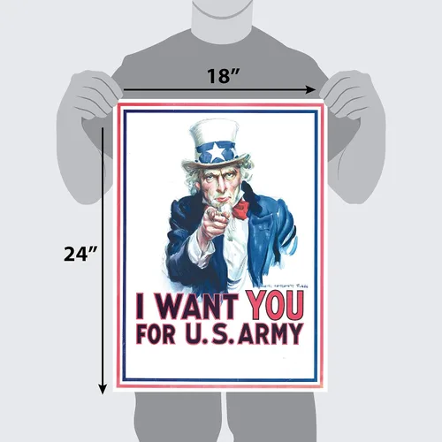 Vista 2 de Palace Learning Tío Sam - Póster con texto en inglés "I Want You For U.S. Army Poster – Póster de la Segunda Guerra Mundial – Segunda Guerra Mundial