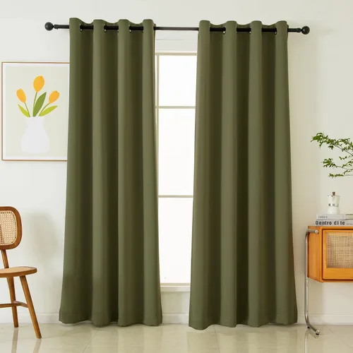 Vista 19 de Pickluc - Paneles de cortinas opacas con ojales, cortinas para bloquear la luz para el dormitorio, aisladas térmicamente, reducción de ruido