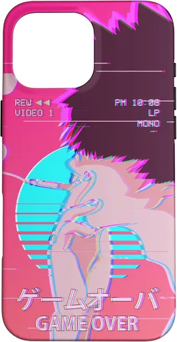 Vista 19 de Funda retro para iPhone 16 Vaporwave Aesthetic Emo Anime Boy Sad Game Over Lofi