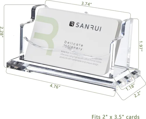 Vista 7 de SANRUI - Soporte para tarjetas de visita de acrílico para escritorio, soporte horizontal para tarjetas de presentación, soporte transparente