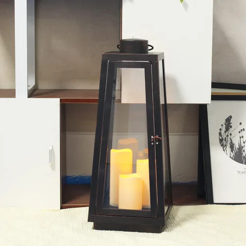 Vista 7 de Paquete de 1 linterna decorativa de 24.80 pulgadas de alto con temporizador LED de llama bailarina, vela LED de encendido/apagado/temporizador con 6