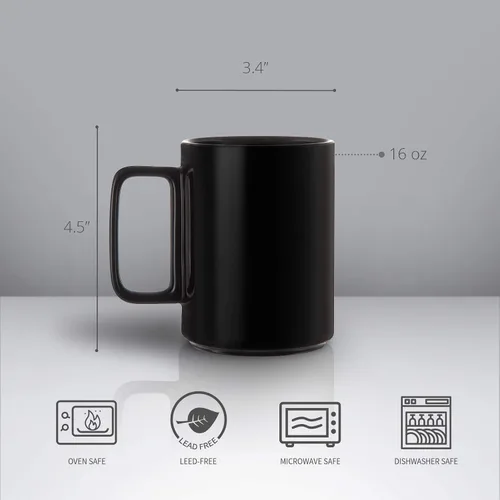 Vista 5 de E-liu Tazas de té de porcelana grandes, 6 blancas y 6 negras