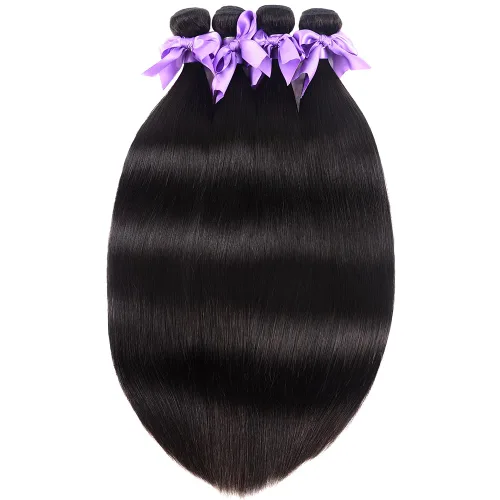 Vista 2 de Extensiones de cabello humano lacio 100% sin procesar de 22, 24, 26, 28 pulgadas, extensiones de cabello humano virgen brasileño, color natural