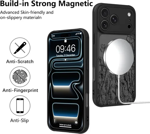 Vista 115 de KANGHAR - Funda compatible con iPhone 11, diseño de leopardo negro, textura de neumático antideslizante, a prueba de golpes, funda protectora
