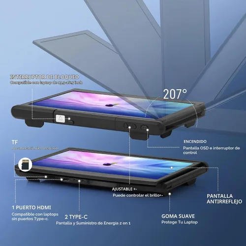 Vista 5 de [Usado] Extensor de pantalla para portátil 13.3" FHD 1080P IPS Extensor
