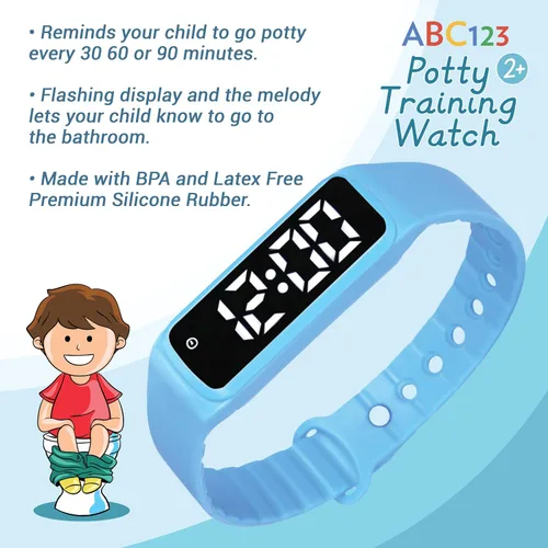 Vista 4 de ABC123 Reloj de entrenamiento para ir al baño – Recordatorio para bebé, temporizador resistente al agua para entrenamiento de inodoro, niños y niños