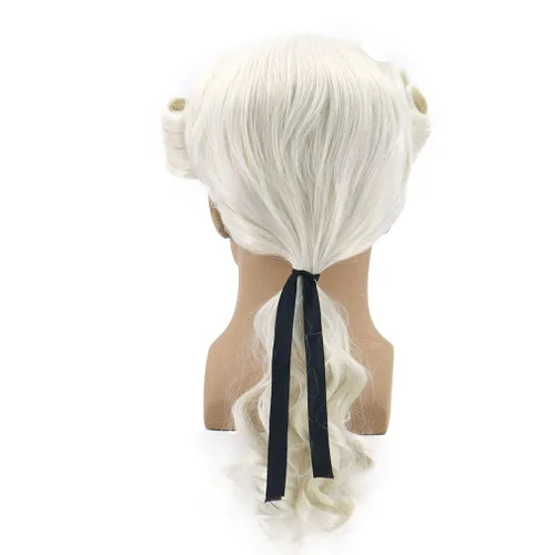 Vista 5 de BERON Judge Colonial - Peluca larga para hombre, color beige, para cosplay, disfraces de Halloween, peluca de fiesta de anime (adulto)