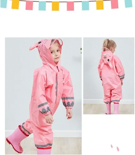 Vista 5 de SSAWcasa Toddler Rain Suit, Kids Muddy Play Buddies One Piece Hoodie Rain Jacket Coat Poncho Gear Coverall Baby Girl Boy