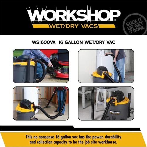 Vista 4 de Taller Wet Dry Vac ws1600va alta capacidad Wet Dry Vacuum Cleaner, 16-Gallon tienda Vacuum Cleaner, 6,5 Pico HP aspiradora en húmedo y seco