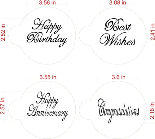 Vista 5 de Designer Stencils Script Celebration - Juego de plantillas para tartas, beige/semitransparente