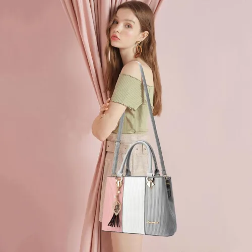 Vista 3 de Bolsos y carteras para mujer de cuero, bolso tote, bolso de hombro mediano, bolso bandolera con asa superior para damas