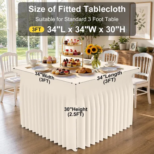 Vista 3 de Smiry Mantel de elastano, elástico ajustable para mesas rectangulares de 3 pies, impermeable, lavable, para exteriores, bodas, banquetes y fiestas