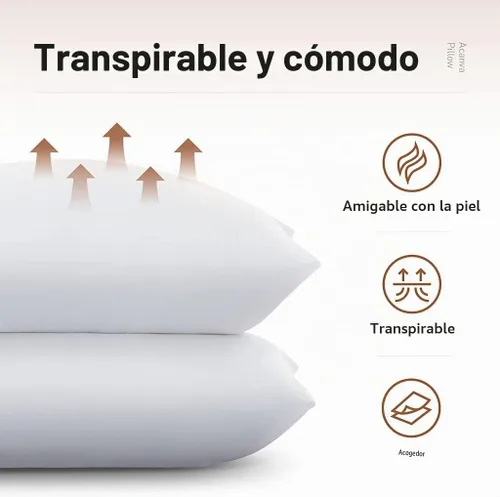 Vista 3 de Acanva Almohada básica de cama suave para dormir, tamaño Queen, color blanco, 2