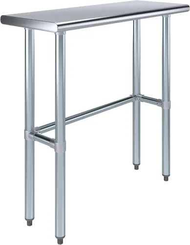 Vista 15 de Mesa de Trabajo de Acero Inoxidable con Base Abierta de 24" x 14" – Mesa Comercial Compacta Certificada NSF con Patas Galvanizadas para Cocinas
