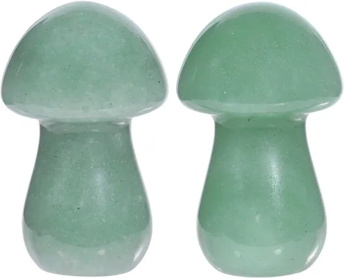 Vista 13 de Nupuyai Paquete de 2 mini figuras de cristal talladas de hongos de bolsillo para relajación de ansiedad, escultura de hongo pulido para jardín