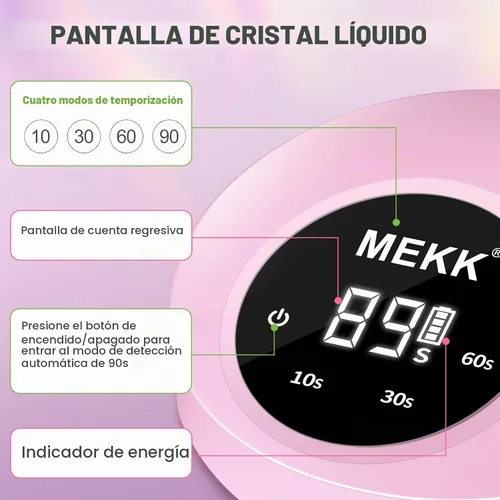 Vista 4 de MEKK Lámpara de uñas Flash Cure, 30 W inalámbrica pequeña luz UV para uñas