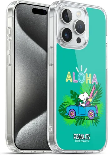 Vista 57 de Head Case Designs Funda de gel suave con licencia oficial de Peanuts Tropical Surf Snoopy Aloha Disco compatible con Apple iPhone 13 Mini Surf