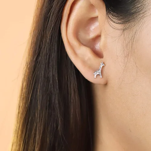 Vista 3 de Boma Jewelry - Pendientes de plata de ley con diseño de jirafa