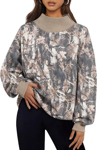 Vista 19 de Trendy Queen Sudaderas de cuello alto para mujer, de gran tamaño, trajes de Albaricoque