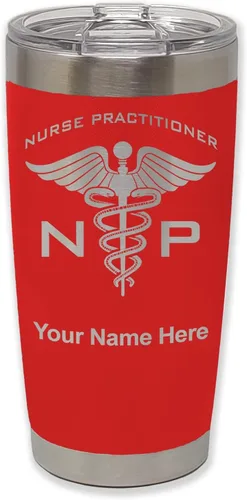 Vista 34 de LaserGram NP Nurse Practioner - Vaso aislado al vacío de 20 onzas, grabado personalizado incluido (negro)