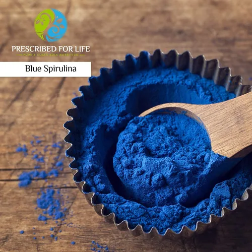 Vista 2 de Prescribed For Life Polvo de espirulina azul, superalimento vegano puro, sin gluten, natural, sin OMG, polvo de algas azules (ficocianina), lleno