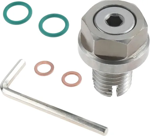 Vista 10 de Tapón magnético de drenaje de aceite de acero inoxidable M12 x 1.5, bandeja del motor con arandela de cobre e imán de neodimio, compatible