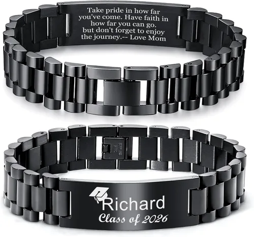 Vista 9 de MEALGUET Regalos de graduación para él, pulsera de graduación personalizable, regalo inspirador para graduados universitarios de clase de 2025