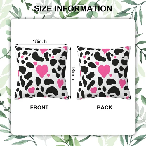 Vista 2 de Juego de 2 fundas de almohada con diseño de punto dálmata con corazón rosa de 18 x 18 pulgadas, fundas decorativas para dormitorio, sala de estar