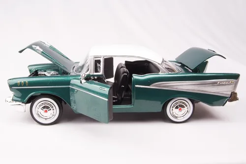 Vista 6 de 1957 Chevy Bel Air Green Escala 1/24 Diecast Model Toy Car Motormax 73228