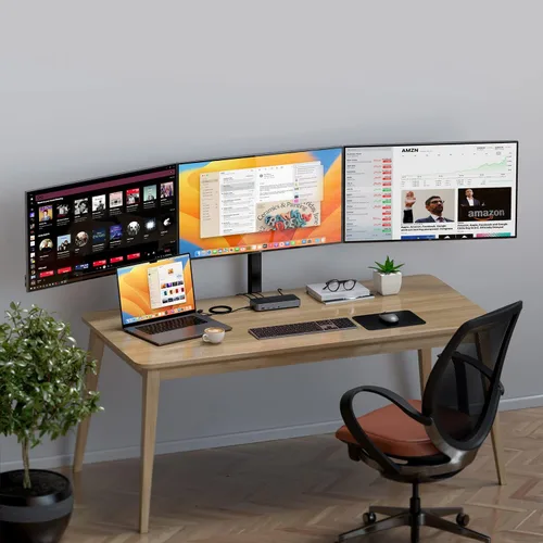 Vista 7 de Satechi Estación de acoplamiento triple 4K USB-C 13 en 1, carga de 100 W, conector de audio 2 DisplayPort, 3 HDMI, 3 puertos USB-A, Gigabit