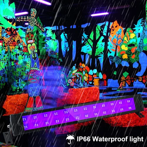 Vista 5 de Barras de luz negras de 50 W, impermeables, portátiles, 395-405 nm, luces negras LED UV con enchufe+interruptor de encendido/apagado+cable de 5 pies