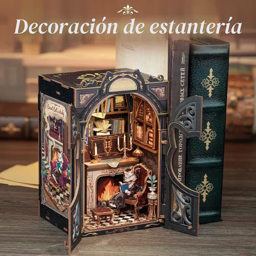 Vista 2 de CUTEBEE Kit de Libros para Rincón de Lectura - Kit de Casa en Miniatura de Bricolaje para Adultos y Adolescentes, Estantería para Libros de Casa