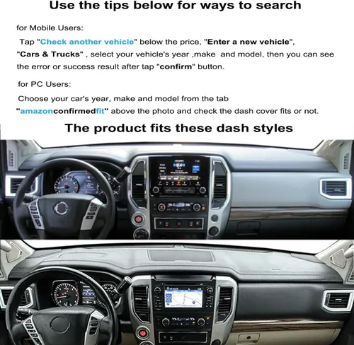 Vista 2 de Yiz Funda para tablero de instrumentos de automóvil de ajuste personalizado con sensor para Nissan Titan/Titan XD (negro) J144 with Light Sensor