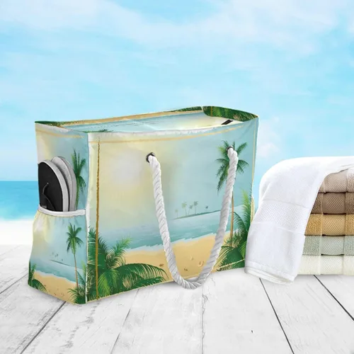 Vista 5 de senya Bolsas de playa grandes de lona, bolsa de hombro, Sealives, Sea World, bolsas resistentes al agua para gimnasio, viajes diarios