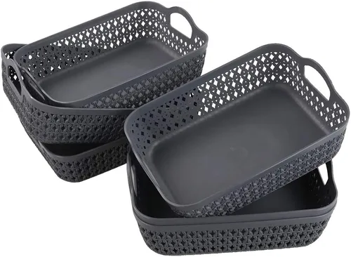 Vista 8 de Morcte Cesta de almacenamiento pequeña, cesta organizadora de malla de plástico (gris, juego de 6) Multi-Purpose, Nestable, Easy Carry, Storage
