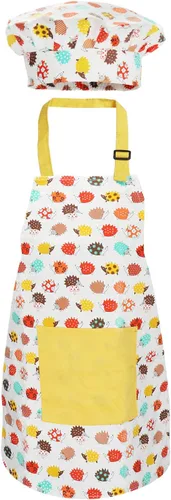 Vista 9 de Jennice House - Juego de delantal y gorro de chef para niños, lindos delantales para hornear de niños para cocinar delantales para bebés que hornean