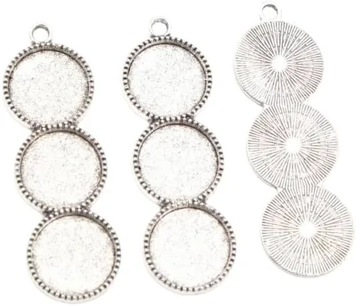Vista 6 de Kentuckiz - 10 unidades de 0.472 in de tamaño interior de tres camafeo cabujón base en blanco colgante bandejas bisel diy collar colgante joyería Oro